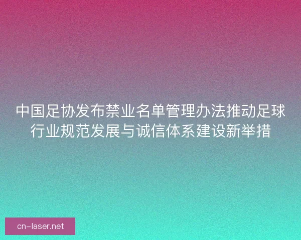 中国足协发布禁业名单管理办法推动足球行业规范发展与诚信体系建设新举措
