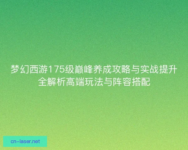 梦幻西游175级巅峰养成攻略与实战提升全解析高端玩法与阵容搭配